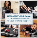 ISEE FABRIC 56"x36" Inch Slub Denim Fabric for Sewing - Made in U.S.A - Ideal for Jeans, Jackets, and Casual Clothing Wear - Light, Durable and Stylish Material - Classic Dark Gray (Sold by Yard)