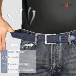 SUOSDEY Elastic Fabric Braided Belts for Men, Stretch Woven Belts for Golf Casual Jeans Shorts,navy blue