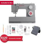 SINGER Heavy Duty 4452 High-Speed Sewing Machine with Accessory Kit | Strong Motor with Enhanced Piercing Power, 110 Stitch Applications, Full Metal Frame, 1-Step Buttonhole & LED Lights, Grey