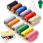 12 Color Sewing Thread Kit, Needle and Polyester Threads Small kit, with Needle Threader for Hand & Machine, DIY and Home