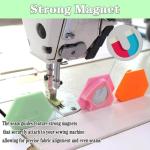 3PCS Magnetic Seam Guide for Sewing Machine, Multifunctional Polygonal Hemmer Guide with Scale, Universal Sewing Quilting Supplies Accessories Tools