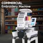 FUJA Embroidery Machine with 10 Needles, 1200 SPM Max Speed 7" Touch Screen, Embroidery Area 9.5" × 14.2" Commercial Beginners Embroidery Machine Suitable for Hat, Flat, T shirt and more