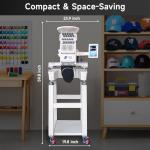 FUJA Embroidery Machine with 10 Needles, 1200 SPM Max Speed 7" Touch Screen, Embroidery Area 9.5" × 14.2" Commercial Beginners Embroidery Machine Suitable for Hat, Flat, T shirt and more
