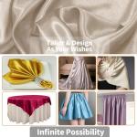 RUDONG M Beige Satin Fabric by The Yard, 1 Yard x 60 Inch Wide Silky Charmeuse Satin Fabric, Soft Satin Fabric for Wedding Decorations, Bridal Dress, Sewing, Accessories, DIY Crafts