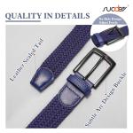 SUOSDEY Elastic Fabric Braided Belts for Men, Stretch Woven Belts for Golf Casual Jeans Shorts,navy blue