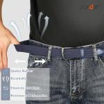 SUOSDEY Elastic Fabric Braided Belts for Men, Stretch Woven Belts for Golf Casual Jeans Shorts,navy blue