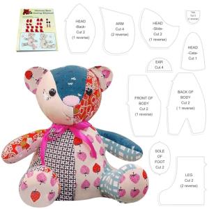15'' Memory Bear/Dog/Deer/Pig Sewing Patterns Template Ruler Set with Instruction Manual, Memory Bear Patterns Templates for Sewing (Bear 15'' 11 Ste)