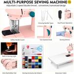 Magicfly Mini Sewing Machine with Extension Table, Dual Speed Portable Sewing Machine for Beginners with Light, Sewing Kit for Household Use, Pink