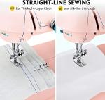 Magicfly Mini Sewing Machine with Extension Table, Dual Speed Portable Sewing Machine for Beginners with Light, Sewing Kit for Household Use, Pink