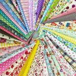 flic-flac 200pcs 4 x 4 inches (10cmx10cm) Cotton Craft Fabric Bundle Squares Patchwork Lint DIY Sewing Scrapbooking Quilting Dot Pattern Artcraft