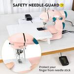 Magicfly Mini Sewing Machine with Extension Table, Dual Speed Portable Sewing Machine for Beginners with Light, Sewing Kit for Household Use, Pink