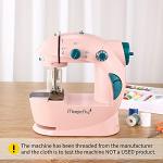 Magicfly Mini Sewing Machine with Extension Table, Dual Speed Portable Sewing Machine for Beginners with Light, Sewing Kit for Household Use, Pink