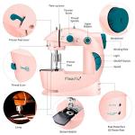 Magicfly Mini Sewing Machine with Extension Table, Dual Speed Portable Sewing Machine for Beginners with Light, Sewing Kit for Household Use, Pink