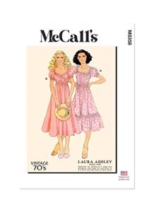 McCall's Misses' 1970's Vintage Wrap Dress Sewing Pattern Kit by Laura Ashley, Design Code M8358, Sizes 6-8-10-12-14
