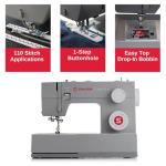 SINGER Heavy Duty 4452 High-Speed Sewing Machine with Accessory Kit | Strong Motor with Enhanced Piercing Power, 110 Stitch Applications, Full Metal Frame, 1-Step Buttonhole & LED Lights, Grey
