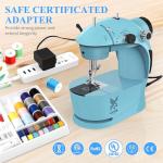 KPCB Tech Sewing Machine for Beginners [Full Set] with Finger Guard and Fabric Bundles - Mini Electric Sewing Machine with Sewing Kits, Foot Pedal, US Adapter and Extension Table