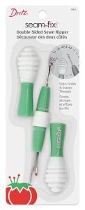 Dritz Seam-Fix Double Sided Seam Ripper - Small & Large Blades for Fine to Heavy Threads, Soft Finger Grips & Rubbery Caps for Removing Thread