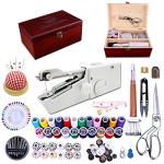 Handheld Sewing Machine, with Elegant Wooden Sewing Box and 153-Piece Sewing Kit, Mini Portable Cordless Hand held Sewing Machine, Perfect for Adults, Beginners, and Quick Home Repairs