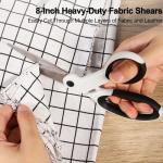 SCAIKTIG Premium Sewing Scissors Bundle, 8" Heavy Duty Fabric, 5" Embroidery, 4" Small Detail Scissors, 5" Thread Snips, Tailoring, Dressmaking, Quilting, Arts&Craft Supplies, White