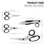 SCAIKTIG Premium Sewing Scissors Bundle, 8" Heavy Duty Fabric, 5" Embroidery, 4" Small Detail Scissors, 5" Thread Snips, Tailoring, Dressmaking, Quilting, Arts&Craft Supplies, White
