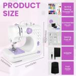 Mini Sewing Machine for Home Use, 12 Stitch Patterns, LED Light & Foot Pedal, 2-Speed Portable Electric Sewing Machine with 32 Spools Thread Kit for Beginners, Kids & Adults