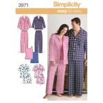 Simplicity Easy To Sew Men and Women's Matching Pajamas Sewing Patterns, Sizes S-L