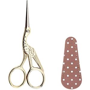 BIHRTC 4.5Inch Embroidery Scissors Sharp Tip Stainless Steel Little Scissors for Knitting Cross Stitch Cutting Embroidery Sewing Handcraft Craft Art Work DIY Tool Gold