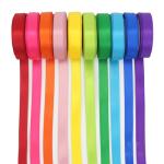MEEDEE Rainbow Ribbon Solid Color Assortment 10 Colors Double Face Satin Ribbon for Gift Wrapping Happy Birthday Party Decorations, 3/8" X 5 Yard Each Total 50 Yds Per Package