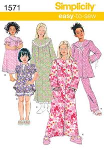 Simplicity 1571 Girl's Top, Pants, and Nightgown Sewing Patterns, Sizes 3-6