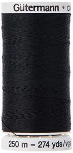 Gutermann Sew-All Thread, Polyester, Black, 250 m, 5.5x2.5x2.5 cm