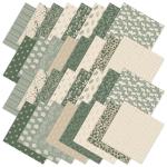 JarThenaAMCS 32Pcs Sage Green Floral Cotton Fabric Bundles 10 x 10 Inch Greenery Fabric Squares Eucalyptus Leaves Sewing Fabrics for DIY Craft Party Decor