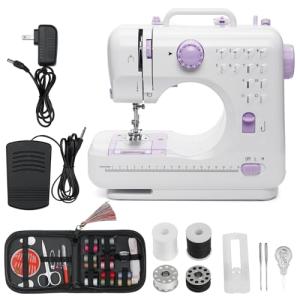 7-9W Sewing Machine with 12 Built-in Stitches & Night Light & Foot Pedal, Ideal for DIY Projects, Crafting, and Quick Fixes, Portable & Easy Storage