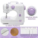 7-9W Sewing Machine with 12 Built-in Stitches & Night Light & Foot Pedal, Ideal for DIY Projects, Crafting, and Quick Fixes, Portable & Easy Storage