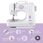 Sewing Machine for Beginners with Foot Pedal, Multifunctional Household Sewing Machine, Automatic Thread Rewind, Double Thread and Double Speed, 12 Build-in Stitches, MEGLE FHSM-505