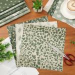 JarThenaAMCS 32Pcs Sage Green Floral Cotton Fabric Bundles 10 x 10 Inch Greenery Fabric Squares Eucalyptus Leaves Sewing Fabrics for DIY Craft Party Decor