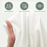 KKJIAF 2 Yard White Cotton Fabric 61 Inch Wide, Soft & Breathable Cotton Broadcloth Fabric for Sewing Clothes, Apparel, Costume, Craft