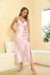 ALCEA ROSEA Women Silk Satin Nightgown Sexy Lace Chemise Lingerie Long Sleepdress for Ladies Sleepwear Slip Negligee (X-Pink,Small)