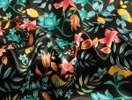 Vintage Printed Satin Fabric Silk Charmeuse Material for Scarf Dress Lining Sewing Material DIY Decorative Satin Charmeuse Cloth (Black)