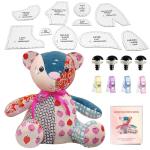 18in/Sitting Height 11in Fosdonge Acrylic Memory Bear Template Ruler Set with Detailed Instructions, Sewing Patterns for Beginners, Teddy Bear Quilting templates (Sitting Height 11in)