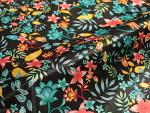 Vintage Printed Satin Fabric Silk Charmeuse Material for Scarf Dress Lining Sewing Material DIY Decorative Satin Charmeuse Cloth (Black)
