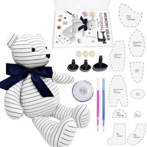 Topapfo Large 17 Inch Memory Bear Sewing Patterns for Beginners, Plastic, Easy Teddy Bear Patterns Templates with Detailed Instruction, Safety Eyes Noses Pins (17 Inch)