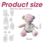 10 Pcs Memory Bear Patterns for Easy Sewing Template, Acrylic Material Ruler Set for Beginners with Instructions, Preserve Your Memories, Large Stencil for Home Cutting & Quilting Art Craft, L 15 Inch