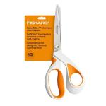 Fiskars RazorEdge Fabric Scissors, Heavy Duty Fabric Shears, Ultra-Sharp Stainless Steel Blades & SoftGrip Ergonomic Handle, 8”, White/Orange