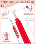 FIVEIZERO Seam Rippers for Sewing – 2 Big and 2 Small Stitch Remover Tools, Thread Ripper, Embroidery Removal Tool with Thread Snips