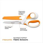 Fiskars RazorEdge Fabric Scissors, Heavy Duty Fabric Shears, Ultra-Sharp Stainless Steel Blades & SoftGrip Ergonomic Handle, 8”, White/Orange
