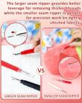 FIVEIZERO Seam Rippers for Sewing – 2 Big and 2 Small Stitch Remover Tools, Thread Ripper, Embroidery Removal Tool with Thread Snips