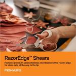 Fiskars RazorEdge Fabric Scissors, Heavy Duty Fabric Shears, Ultra-Sharp Stainless Steel Blades & SoftGrip Ergonomic Handle, 8”, White/Orange