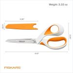 Fiskars RazorEdge Fabric Scissors, Heavy Duty Fabric Shears, Ultra-Sharp Stainless Steel Blades & SoftGrip Ergonomic Handle, 8”, White/Orange