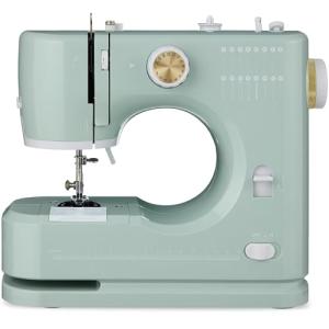 Best Choice Products Sewing Machine for Beginners, 55-Piece Kit, w/ 16 Built-in Stitch Patterns, Double Stitching, Foot Pedal, Storage Drawer, 6V - Sage/Gold