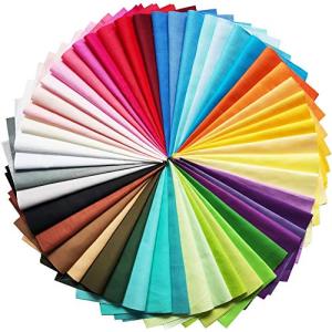 QiMicody 50 Pcs Quilting Fabric Bundles 8" x 8" (20cm×20cm) Solid Colors Pure Cotton, Precut Squares Sewing Quilting Patchwork Scraps for DIY Crafting